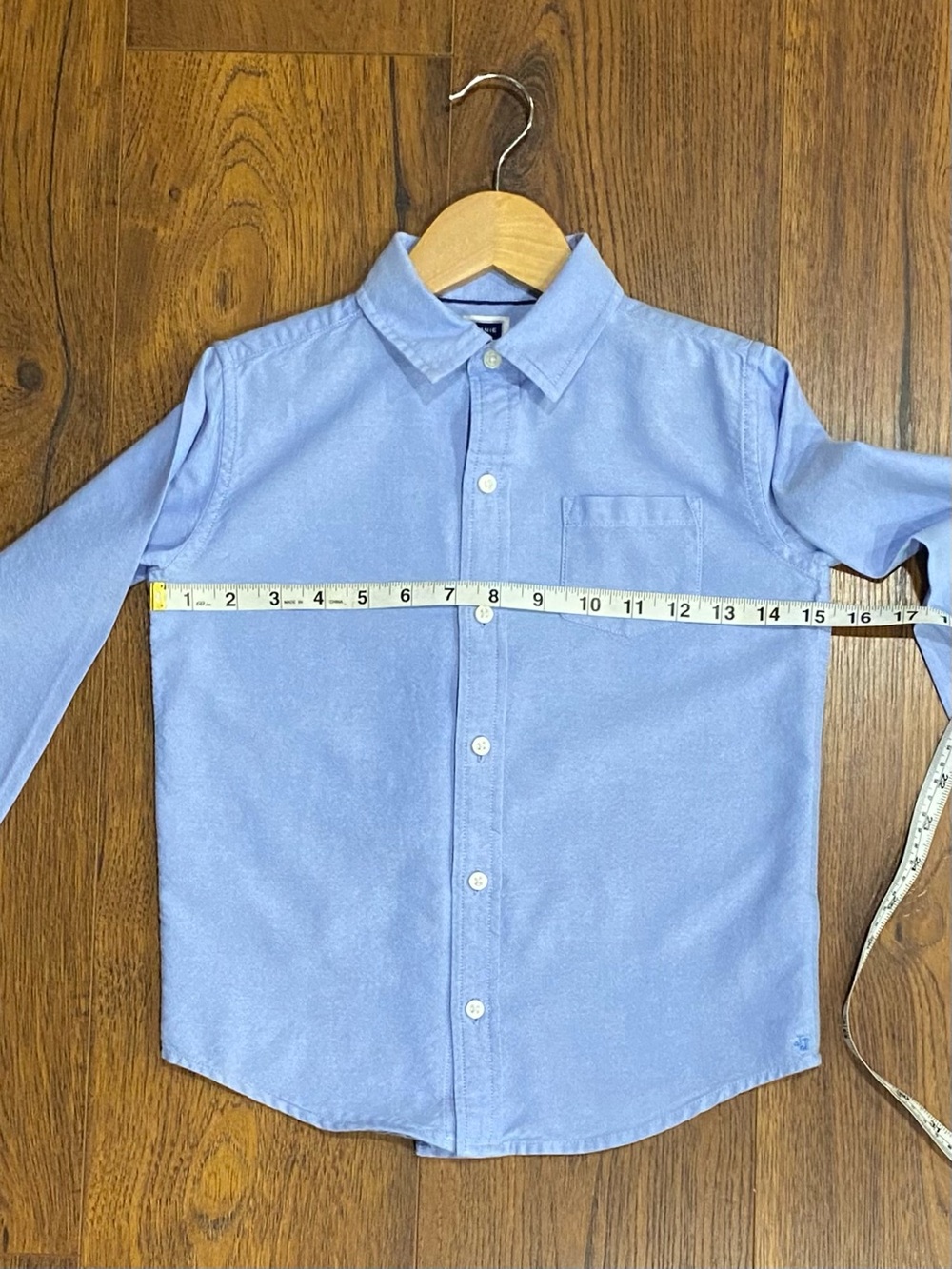 Janie and Jack Boys Blue Oxford Shirt with Tan Bear Sweater Vest Size 6 - Picture 12 of 15
